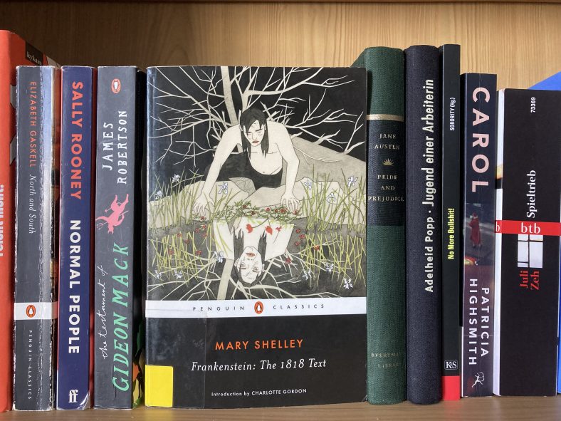 Die Buch spricht über Frankenstein von m